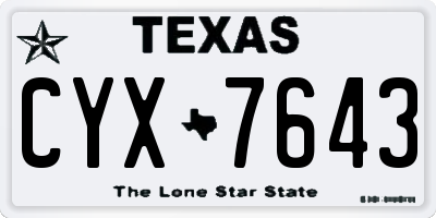 TX license plate CYX7643
