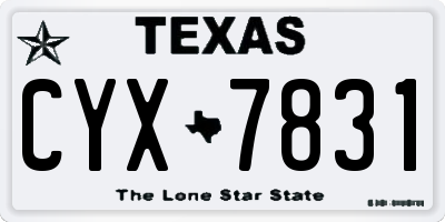 TX license plate CYX7831