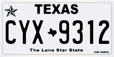 TX license plate CYX9312