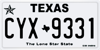 TX license plate CYX9331