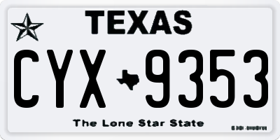 TX license plate CYX9353