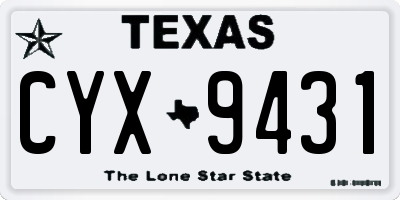 TX license plate CYX9431