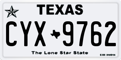 TX license plate CYX9762
