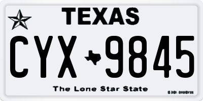 TX license plate CYX9845