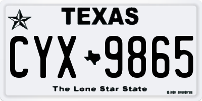 TX license plate CYX9865