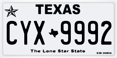 TX license plate CYX9992