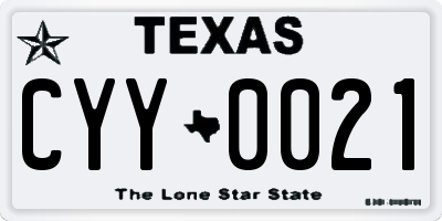 TX license plate CYY0021