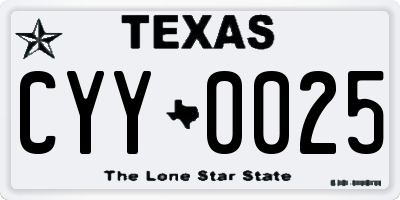 TX license plate CYY0025