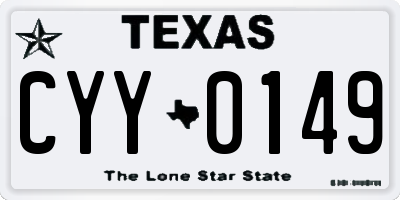 TX license plate CYY0149