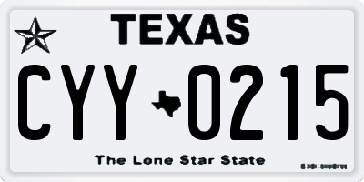 TX license plate CYY0215