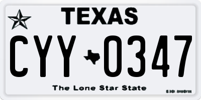 TX license plate CYY0347