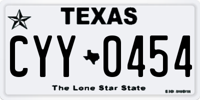 TX license plate CYY0454