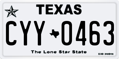 TX license plate CYY0463