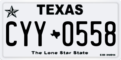 TX license plate CYY0558