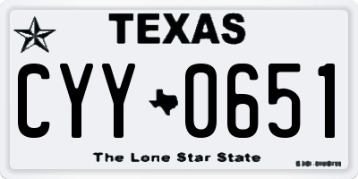 TX license plate CYY0651