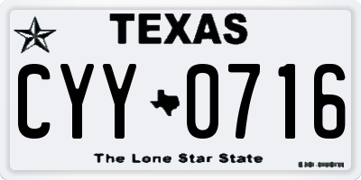 TX license plate CYY0716
