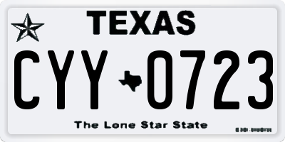 TX license plate CYY0723