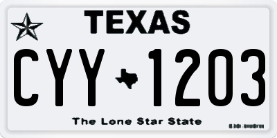 TX license plate CYY1203