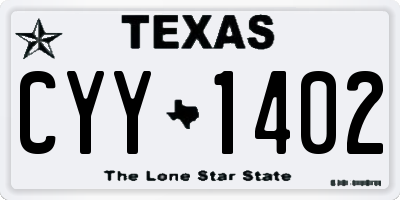 TX license plate CYY1402
