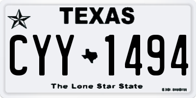 TX license plate CYY1494