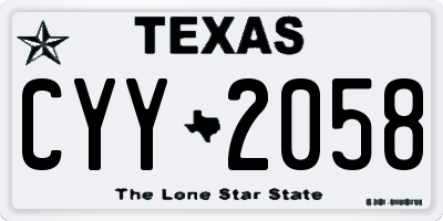 TX license plate CYY2058