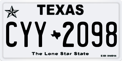 TX license plate CYY2098