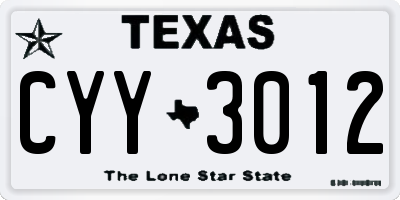 TX license plate CYY3012