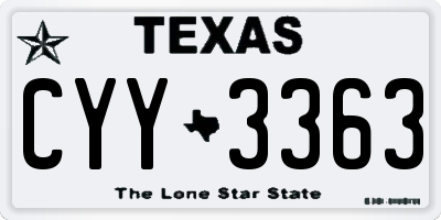 TX license plate CYY3363