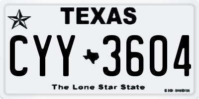 TX license plate CYY3604