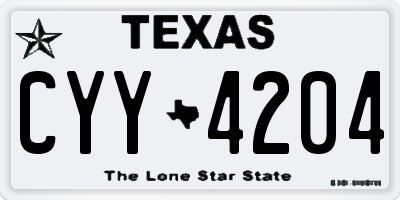 TX license plate CYY4204