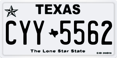 TX license plate CYY5562