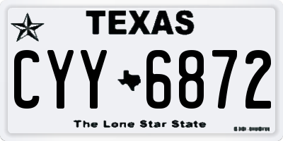 TX license plate CYY6872