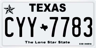 TX license plate CYY7783
