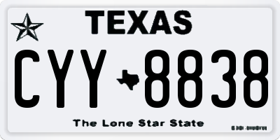 TX license plate CYY8838