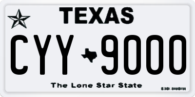 TX license plate CYY9000
