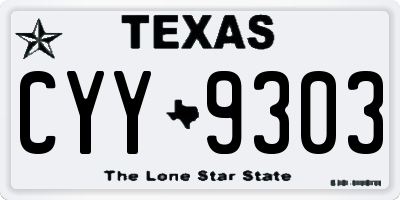 TX license plate CYY9303