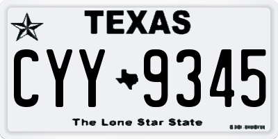 TX license plate CYY9345