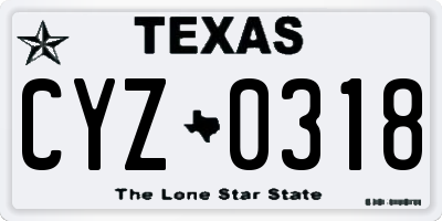 TX license plate CYZ0318
