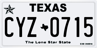 TX license plate CYZ0715