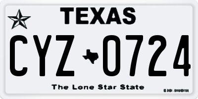 TX license plate CYZ0724