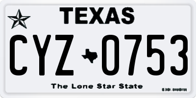 TX license plate CYZ0753