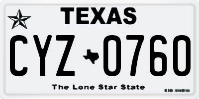 TX license plate CYZ0760