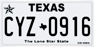 TX license plate CYZ0916