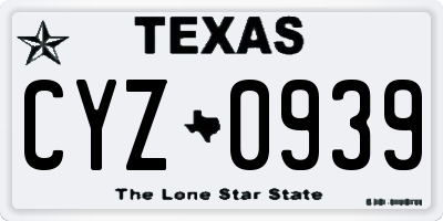 TX license plate CYZ0939