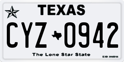 TX license plate CYZ0942