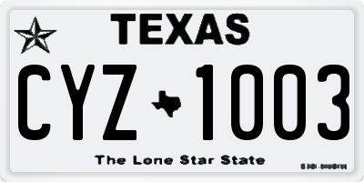 TX license plate CYZ1003