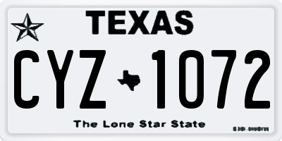 TX license plate CYZ1072