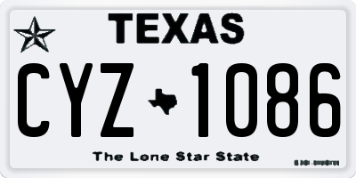 TX license plate CYZ1086