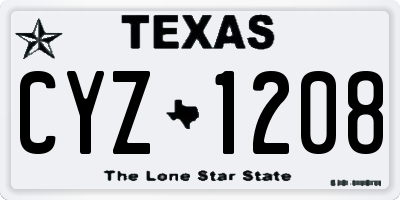 TX license plate CYZ1208