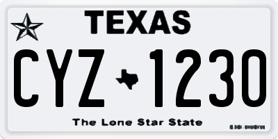 TX license plate CYZ1230